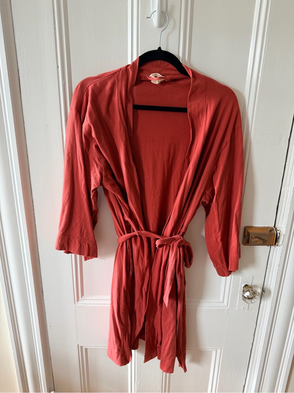 Coyuchi Lightweight Coral-Red Belted Robe